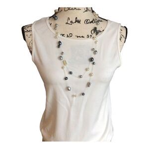 Kim Rogers Silver Strand White, Silver & Black Multi Shape Beaded Necklace NWT